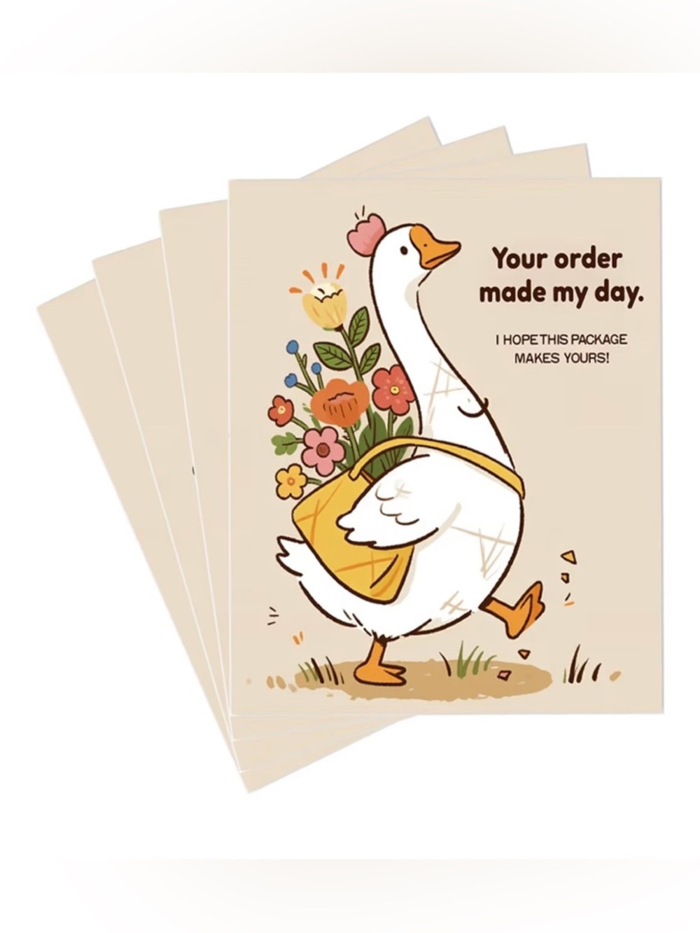 25 Silly Goose Thank You Cards 3x3.5in with blank back for writing
